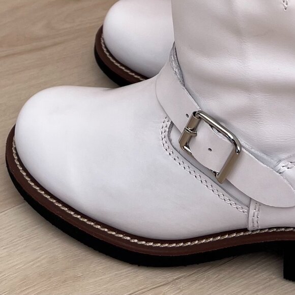 NIB Jeffrey Campbell Standoff White Leather Moto Boots(8.5) 90s Grunge Aesthetic - Picture 4 of 14